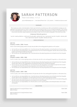 Modern Resume Template (With Photo) <br><strong>(Lifetime Access)</strong>